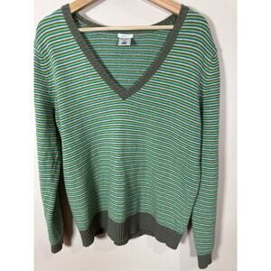 VTG Y2K 90s Old Navy Striped Sweater Womens XL Lambswool Multicolor Academia